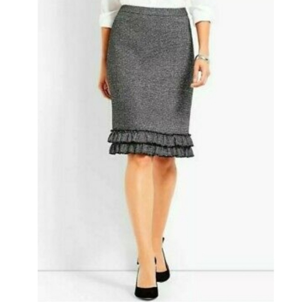 NEW Talbots Ruffle Hem Shimmer Tweed skirt